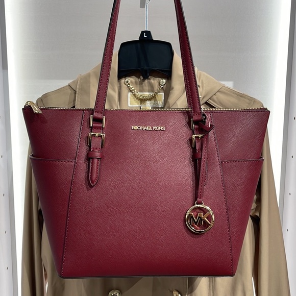 MICHAEL KORS LARGE CHARLOTTE SHOULDER BAG Dark Cherry NWT - Picture 9 of 16